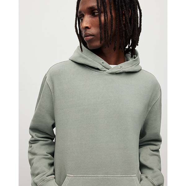 Allsaints Australia Mens Rico Pullover Vintage Wash Hoodie Natural Green AU83-803